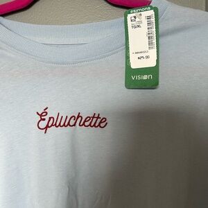 Simons Sky Blue Tee with Red Script